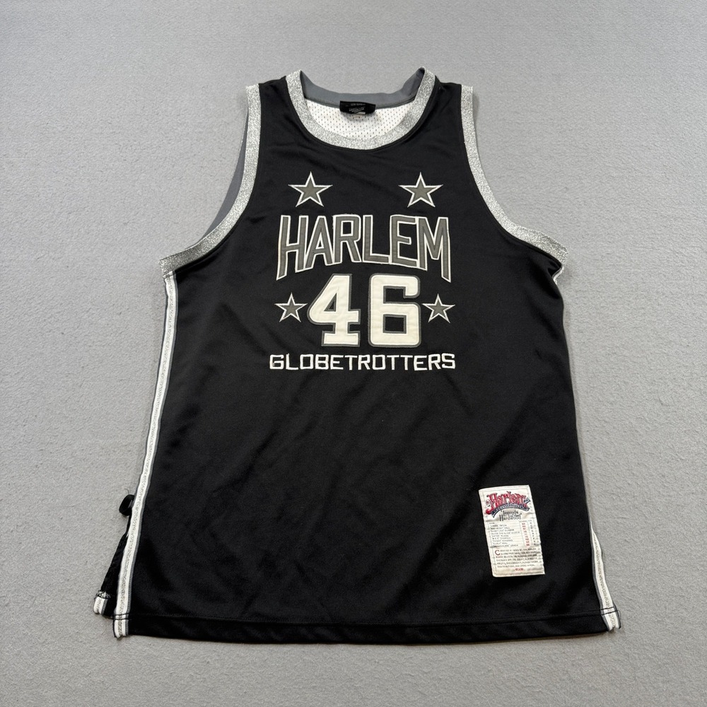 Platinum Fubu Harlem Globetrotters Jersey Mens XL Black Showboat 46 Stitched Y2K